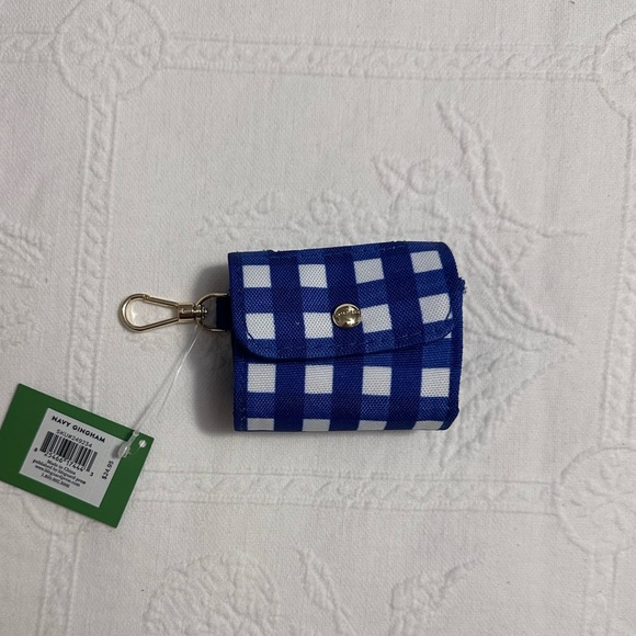 NWT Kate Spade Navy Gingham Doggie Bag Holder - Picture 2 of 4